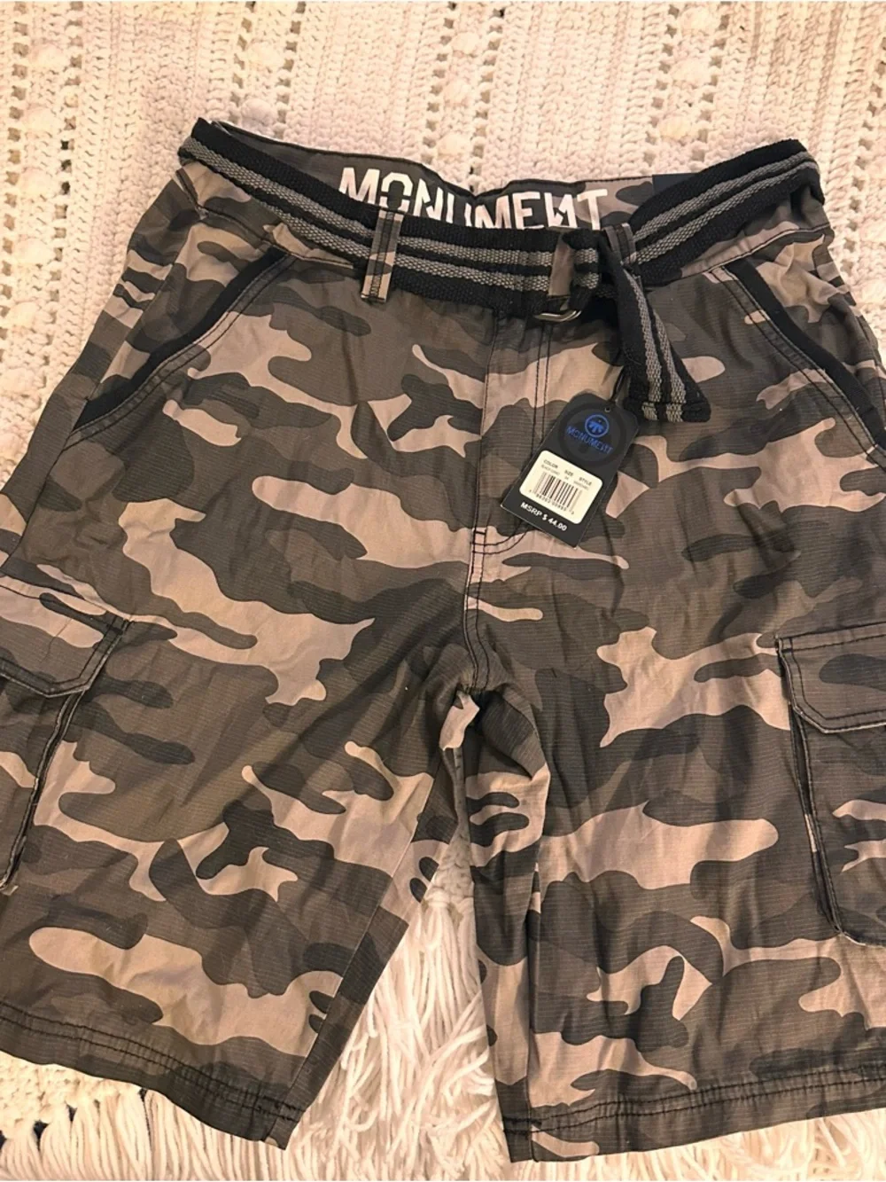 Monument Men's Camo Cargo Shorts - Olive Green - Picture 1 of 4
